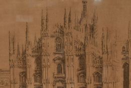19th/20th Century, tapestry panel, Duomo di Milano, displayed within a Hogarth style picture frame