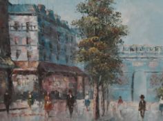 T.Carson (20th Century, British), oil on canvas, A French street scene in the Impressionist style,