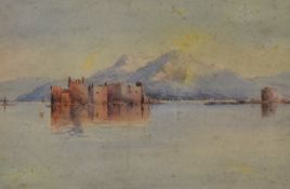19th/20th Century, watercolour, Castelli di Cannero - Cannero Riviera, Italy, framed, mounted, and