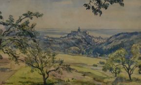 Fritz Wucherer (1873-1948, Swiss), watercolour, 'A View of Kronberg ('Blick auf Kronberg')',