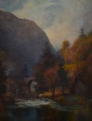 Samuel Towers (1862-1943, British), watercolour, A river scene in autumn, signed to the lower