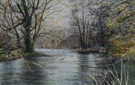 Peter Jones (20th Century, British), watercolour, 'River Teme, Knighton, Powys', signed and dated '