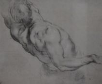 After Peter Paul Rubens (1577-1640, Flemish Baroque), print, 'Study of a Male Torso', framed,