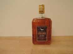 A bottle of Logan De Luxe Scotch Whisky, White Horse Distillers Ltd, Glasgow,. Scotland, 100% Scot
