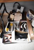 A selection of vintage ladies size 5 shoes from Max Bally, Captiva and K and eight assorted handbags