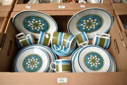 A vintage J&G Meakin Studio 'Elite' 1960's part dinner service having striking green and turquoise