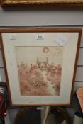 G. Hollingworth (20th Century), coloured etching, A cottage and garden, signed and dated '73 to