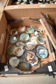A large selection of assorted glass picture paperweights.