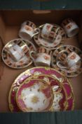 Six Burgess Bros, Carlisle Ware coffee cans and saucers and a pretty trio in cream, pink and white