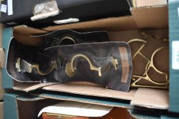 Five solid brass curtain rod holders.