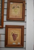 A pair of wine themed poster prints for Chardonnay and Cabernet Sauvignon.
