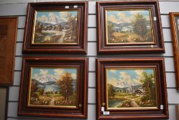Artur Franke (20th Century, German), oils on canvas, four Continental and seasonal landscapes,