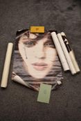 five vintage posters including Levi Strauss etx.