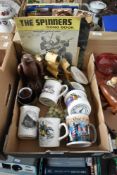 A miscellaneous selection of items including seven assorted commemorative ware mugs, three of