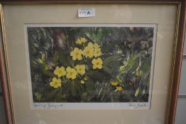 A coloured print of spring bouquet after Beryl Maile.