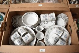 A Mitterteich 'Bavaria' dinner service in white with blue and grey flower posies (54 pieces).
