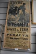 A reproduction poster print for a Spanish Bullfight.