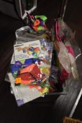 A carton of windsocks, spinsocks and kite related products most new and in original covers.