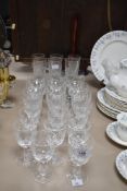 A selection of Edinburgh Crystal glasses comprising of six champagne flutes, six dessert wine