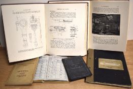 Two leather bound volumes of 'locomotives' by A.M Bell, plus other literature relating to