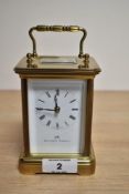 A Matthew Norman, London, Swiss made brass five-glass carriage clock, having white enamel dial
