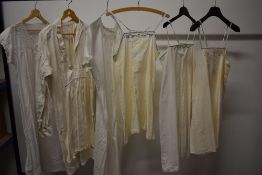 A collection of Victorian and early 20th century, shifts, smocks and nightgowns.