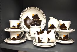 A mid-20th Century Royal Doulton 'Prairie' patterned part coffee service to comprise coffee cups and