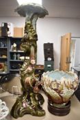 A Friedrich & Alexander Gerbing Austrian majolica jardiniere and pedestal.