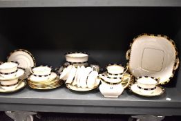 A selection of Aynsley, white cobalt and gilt pattern tea wares