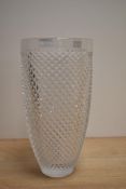 A large Nachtmann crystal vase, of tapering cylindrical form with repeating hobnail design, etched
