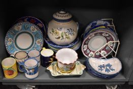 An assorted collection of 20th Century studio ceramics, to include a Spanish lidded vase and cover