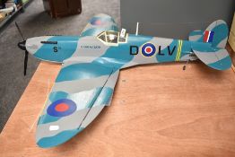 A wooden large scale hand made Spitfire model, RAF S16 Barracuda DOLV, wing span 110cm, length 95cm