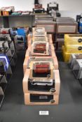 Seventeen Oxford mixed scale Die-casts, Omnibus 1:76 scale x 11 and N Gauge x 6, all in window