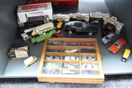 A shelf of mixed vintage mint & playworn Die-cast including Corgi, Lledo, Matchbox etc, 30 in total,