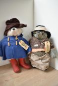 Two Gabrielle Bears, Paddington Bear wearing brown hat, blue jacket and red wellingtons with Darkest