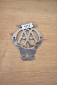 A AA Chrome Car Badge, stamped Property of the AA New Coventry ST London W1