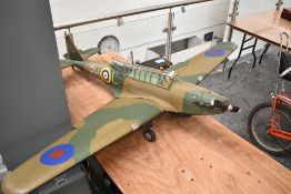 A wooden hand built scale model of a Fairey Battle Plane, RAF LRH, K9244, wing span 185cm, length
