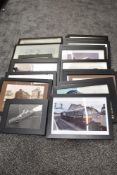 Twenty framed Prints and Photographs, Aircraft and Ships including Clipper x2, Concorde, Fighter