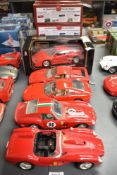 Five Burago 1:18 Ferrari Die-casts, 3032 F40 (1987), boxed, Testarossa (1984), 456GT (1992), GTO (
