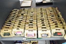 A shelf of Lledo Days Gone and similar Die-casts, all in straw window boxes, 67 in total