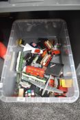 A box of mixed Die-casts and Models including Corgi Avro Lancaster Bomber, Buses and Trams, Corgi