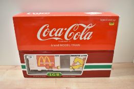 Two LGB G Scale Wagons, 42911 Coca Cola Box Car & 44910 McDonalds Box Car, both boxed and appear