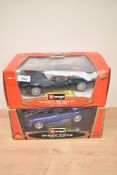 Two Burago 1:18 scale Die-casts, 34063 Aston Martin V12 Vanquish and 3375 Dodge Viper GTS Coupe,