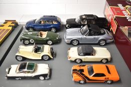 Eight mixed scale Die-casts, Anson 1:14 Porsche 911, 1:24 1955 Ford Crown Victoria, 1:18 BMW X5,