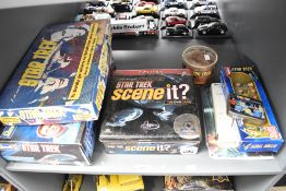 A collection of Star Trek Toys & Games including BMI Final Frontier, Revell USS Enterprise,