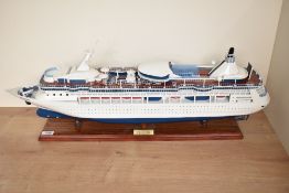 A wooden kit built scale model, Vision of the Seas Cruise Ship, on fitted stand, length 76cm