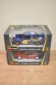 Two Burago 1:18 scale Trophy Collection Die-casts, 39053 Subaru Impreza WRC and 39044 Citroen