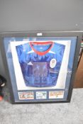 A framed Adadas Team GB Sir Chris Hoy Shirt bearing signature along with photograph montage, with