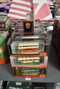 Twenty Two 1:76 scale EFE Die-casts, all Buses, Single & Double Deckers, all boxed, box length 23cm
