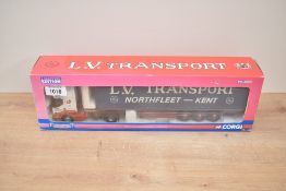 A Corgi Limited Edition 1:50 scale Die-cast, CC13227 DAF XF Space Cab Curtainside, L.V.Transport